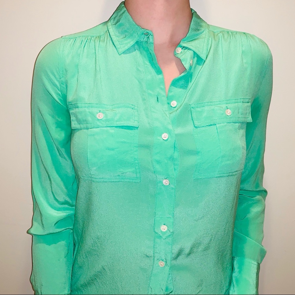 Jcrew Turquoise Button Up Blouse - image 4